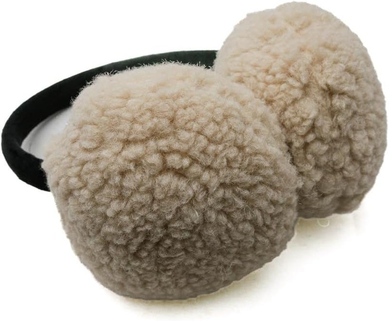 Daiso Beige Ear Warmers - Fluffy Plain Design - Image 2